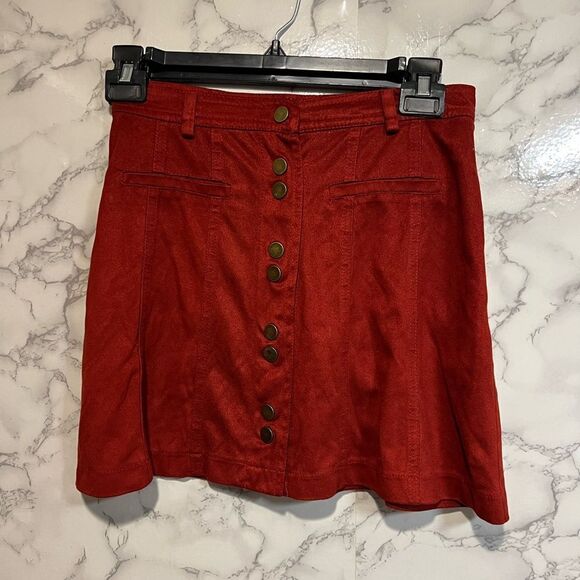 Zara Rust Red Microsuede Mini skirt Size XS - Picture 3 of 8